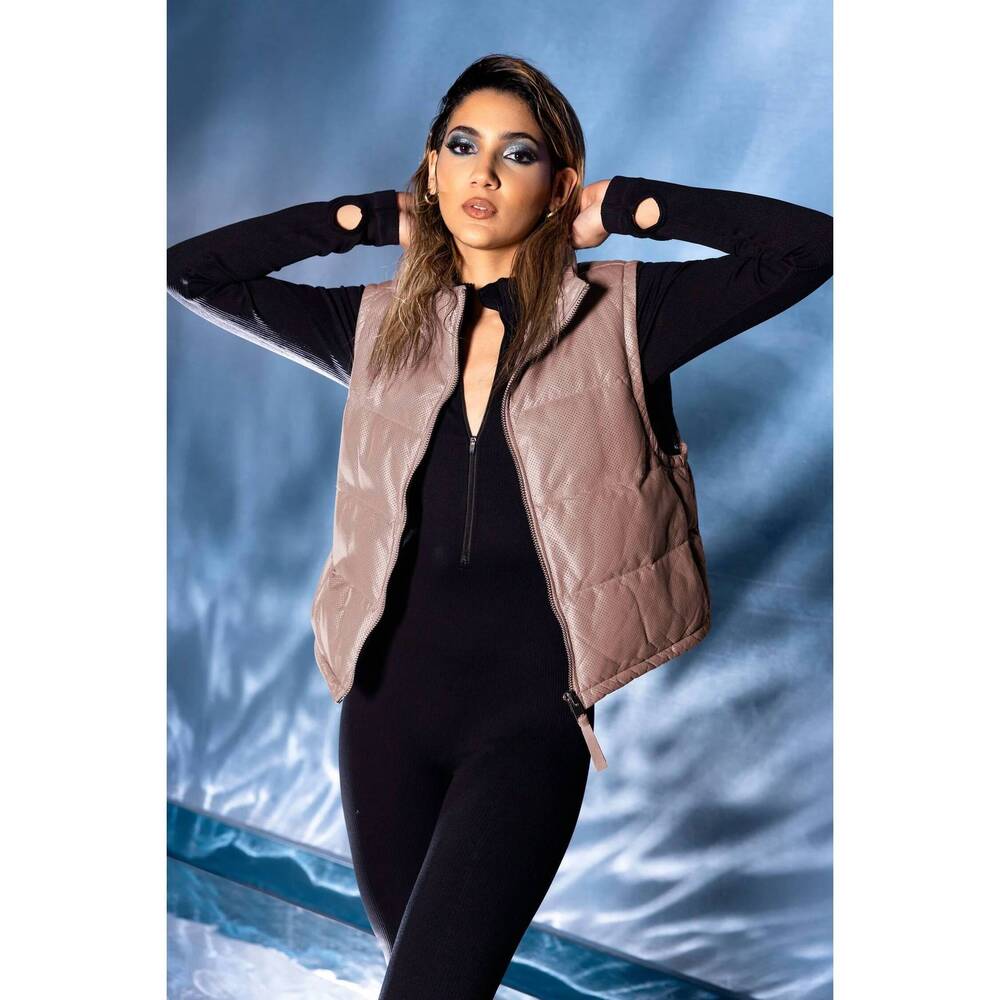 NEW MAURITIUS ellice oversized leather vest in stone